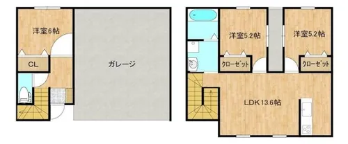 福岡県朝倉市甘木【テラスハウス】の間取り