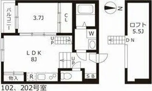 ハーモニーテラス石田町【2階】の間取り