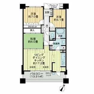 サーパス本山鹿子町【4階】の間取り