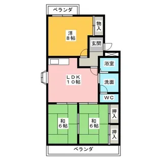 七反田ハイツ A棟【3階】の間取り