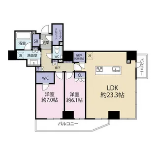 リバーガーデンタワー上町台筆ヶ崎(0005563)【24階】の間取り