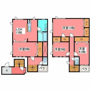 北海道札幌市豊平区福住二条3丁目【テラスハウス】の間取り