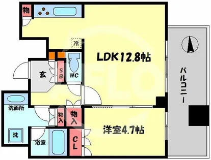 ジオタワー天六【15階】の間取り