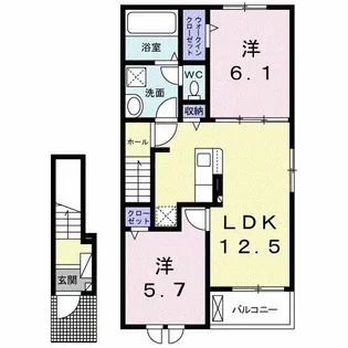 フェリックスコート西内張サウス【2階】の間取り