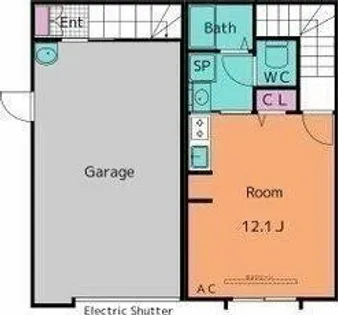 Garage Villa 西岡崎【106号室】の間取り