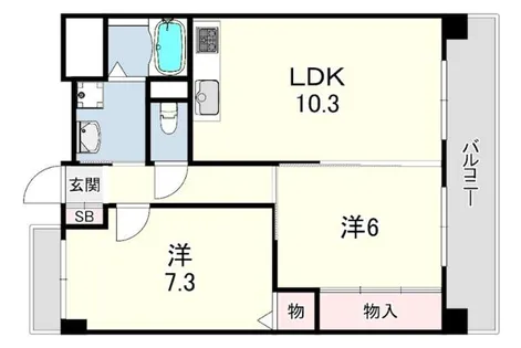 フレグランス・芦屋【3階】の間取り