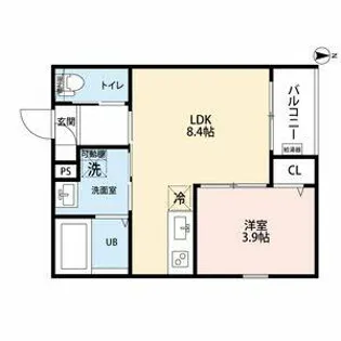 シャンブル高畑【2階】の間取り