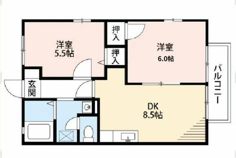 ハートホーム八ッ橋B棟【2階】の間取り