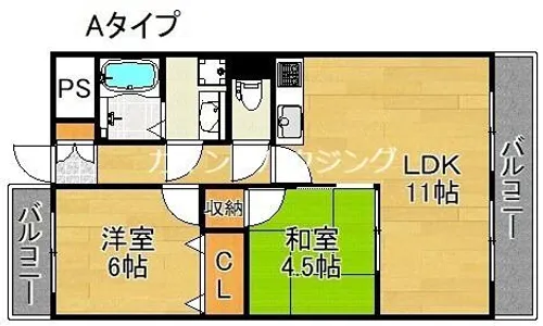 レオ住之江公園【4階】の間取り