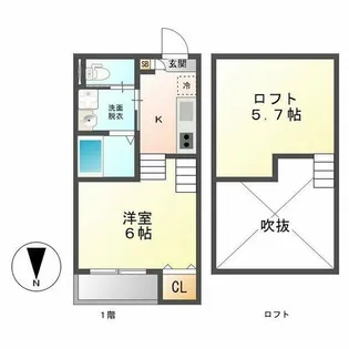 ハーモニーテラス木之免町Ⅱ【2階】の間取り
