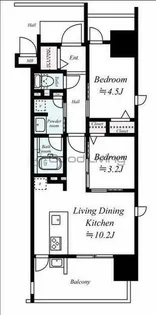 デュ レジア薬院テラス【10階】の間取り