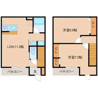 兵庫県尼崎市西難波町5丁目【テラスハウス】の間取り