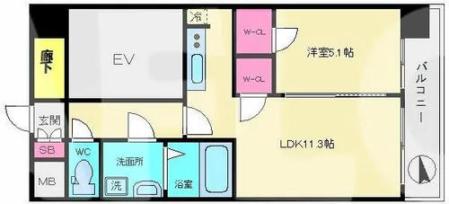 1LDKの間取り画像