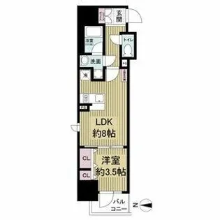 レジュールアッシュ谷町四丁目グランクラス【4階】の間取り