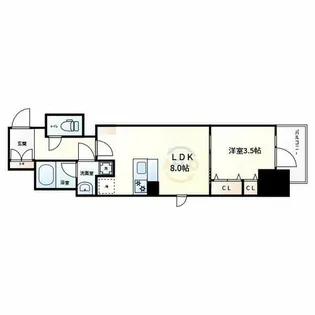 レジュールアッシュ谷町四丁目グランクラス【4階】の間取り