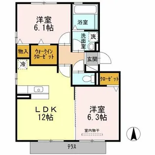 ハートフルタウン B棟【2階】の間取り