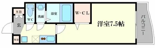 ラグゼ難波南【15階】の間取り
