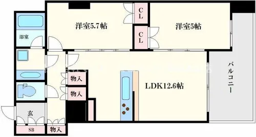 プレサンスレジェンド堺筋本町タワー【12階】の間取り