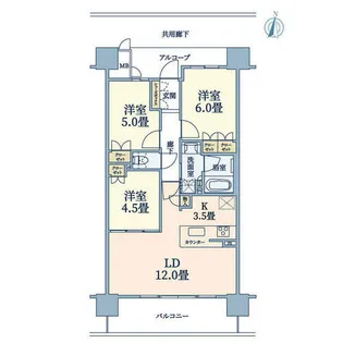 ロジュマンタワー梅田【7階】の間取り