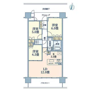 ロジュマンタワー梅田【7階】の間取り