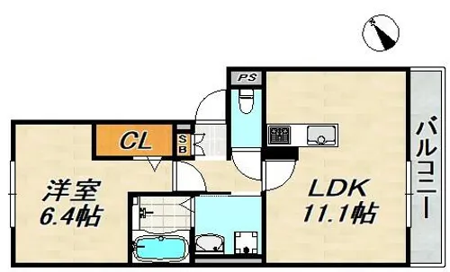 クローバー富士1号館【2階】の間取り