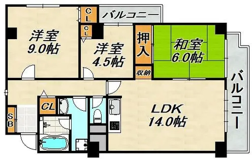 サンミツダ【7階】の間取り