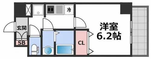 グランデュール鶴橋【6階】の間取り