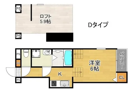ハーモニーテラス墨江【1階】の間取り