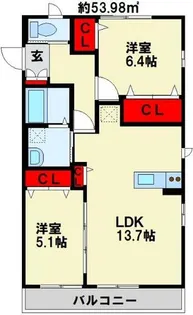エスポワール行橋【203号室】の間取り