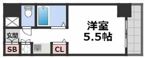 クラウンハイム夕陽丘【5階】の間取り
