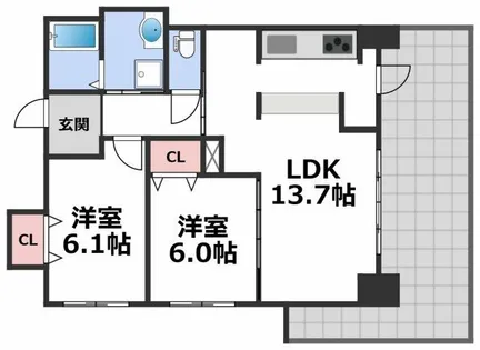 グランルージュ城東【9階】の間取り