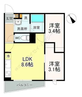 Precious桜本町【201号室】の間取り