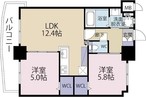 La casa戸畑(ラ・カーサ)【902号室】の間取り
