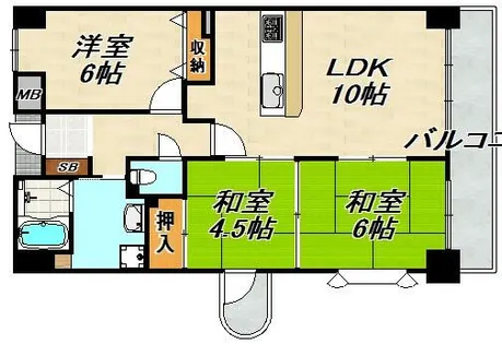 グリーンハイツ妙法寺A棟【3階】の間取り