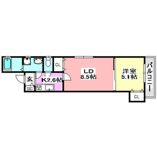 クリエオーレ別府【203号室】の間取り