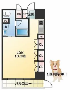 アーデンタワー南堀江【9階】の間取り