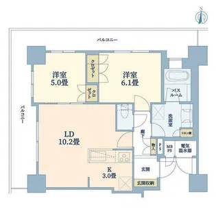 ライオンズタワー神戸旧居留地【9階】の間取り
