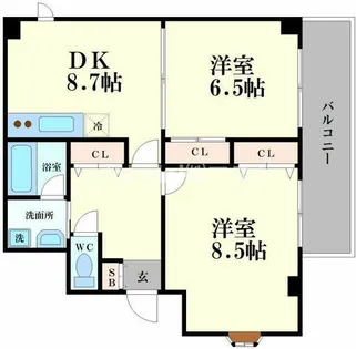 アビタシオン阿波座【8階】の間取り