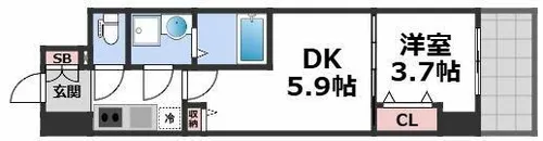 エスリードレジデンス大阪谷町ザ・マークス【4階】の間取り