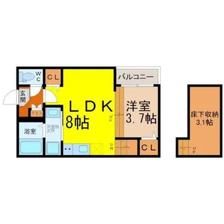 ハーモニーテラス中村公園【101号室】の間取り