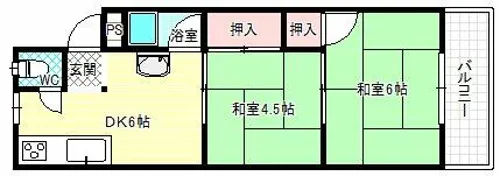 羽曳山第二サンハイツ【3階】の間取り