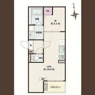 Jack shibatahondori Ⅰ【103号室】の間取り