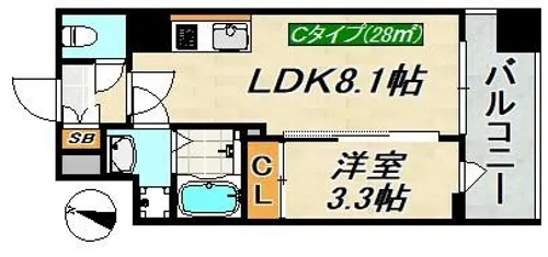 SDグランツ三宮イーストフロント【8階】の間取り