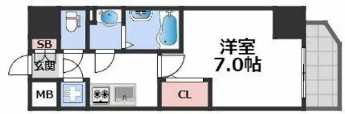 エスリード難波THE FIRST【15階】の間取り