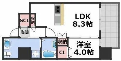エスライズ難波Ⅲ【6階】の間取り