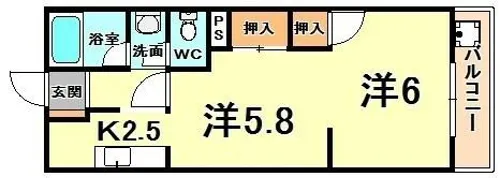 グリーンハイツ花隈【5階】の間取り
