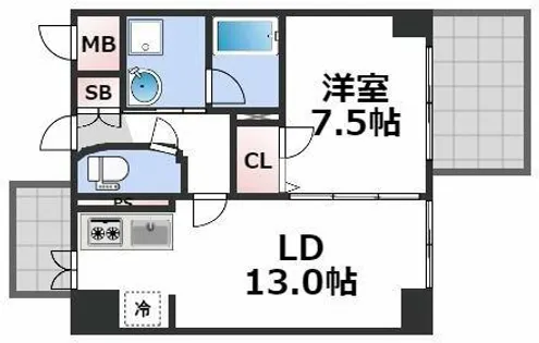 サムティ難波グレイス【8階】の間取り