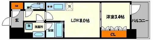 コンフォリア・リヴ北久宝寺Q【12階】の間取り