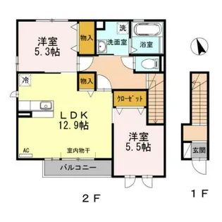 シャルマン ヴィー A【202号室】の間取り