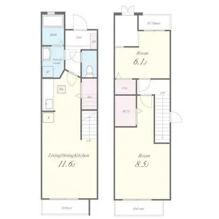 クレール有瀬【1階】の間取り